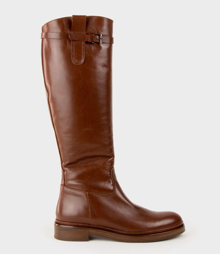 Edward Meller Vola Flat Knee High Boot In Brandy Online