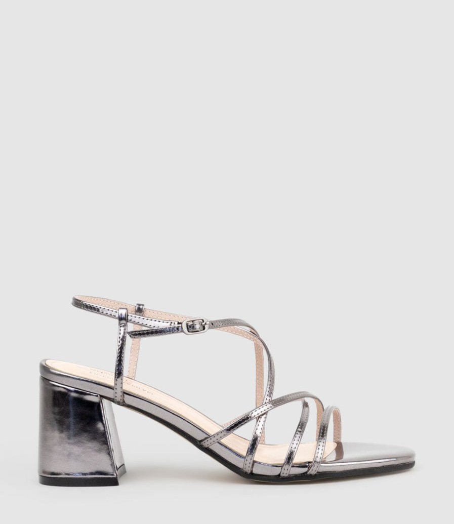 Edward Meller Kia65 Strappy Sandal In Pewter High Shine Best