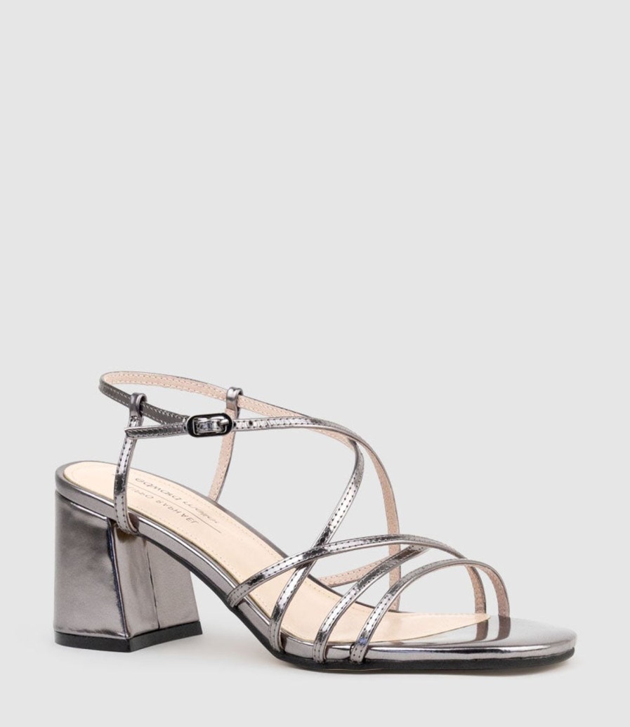 Edward Meller Kia65 Strappy Sandal In Pewter High Shine Best