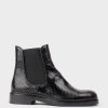 Edward Meller Wyn Chelsea Boot On Exaggerated Sole In Black Reptile Hot