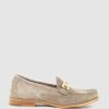 Edward Meller Hinge Penny Loafer With Trim In Latte Suede Wholesale