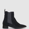 Edward Meller Zebe35 Pointed Ankle Boot With Gusset In Black Suede Online