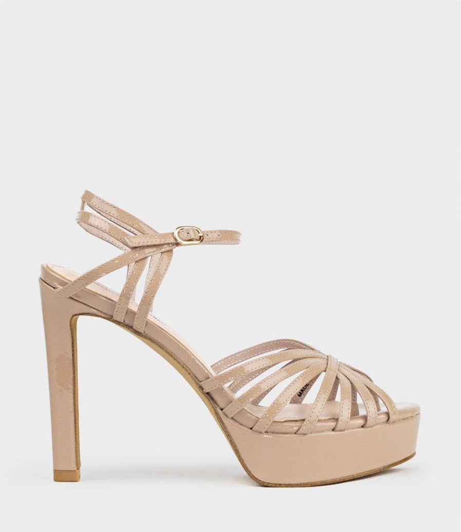 Edward Meller Syria110 Multistrap Platform Sandal In Nude Patent Hot