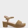 Edward Meller Ralin50 Two Strap Sandal On Self Covered Unit In Camel Suede New