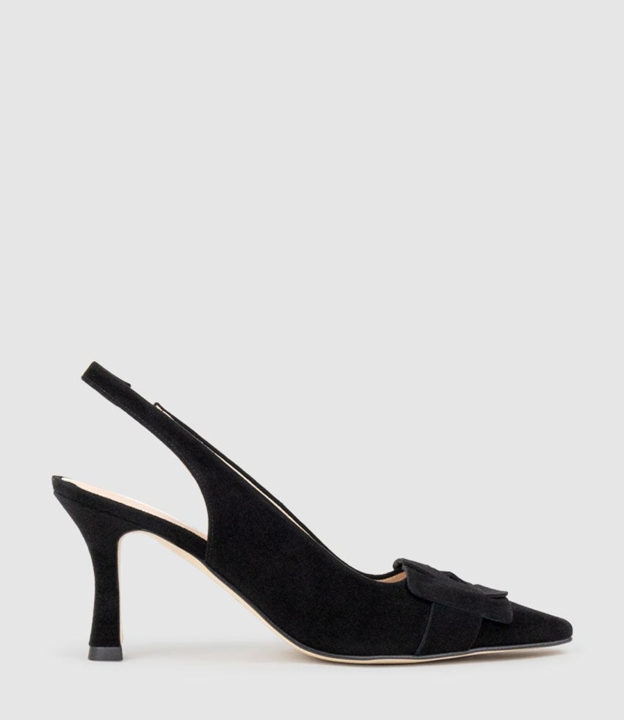 Edward Meller Daphne70 Slingback Pump In Black Suede Wholesale