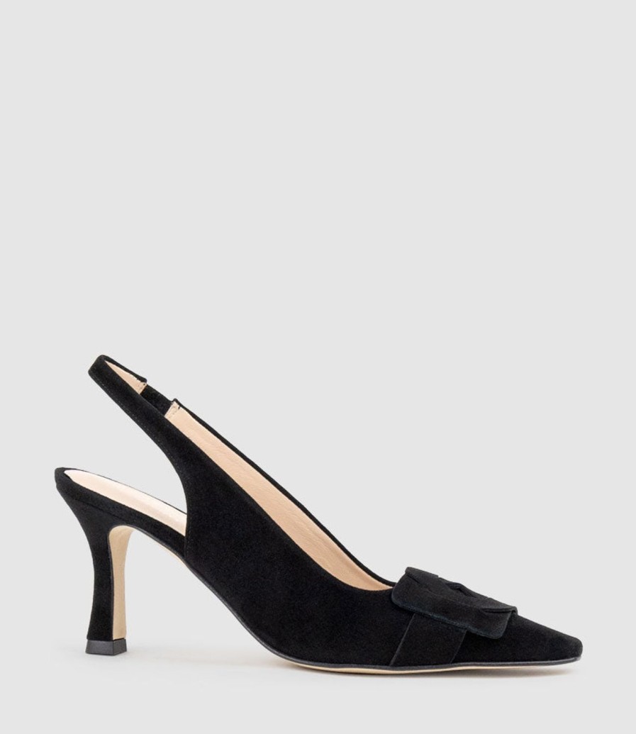 Edward Meller Daphne70 Slingback Pump In Black Suede Wholesale