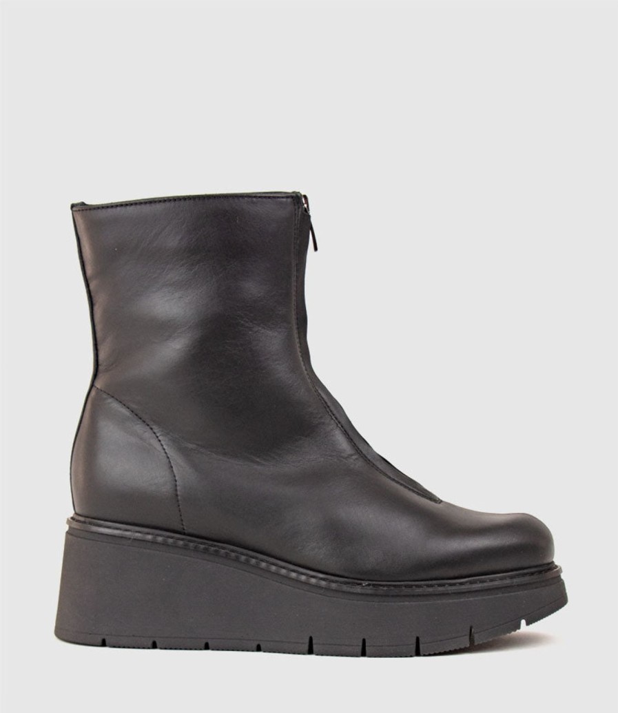 Edward Meller Gale Front Zip Boot On Wedge In Black Online