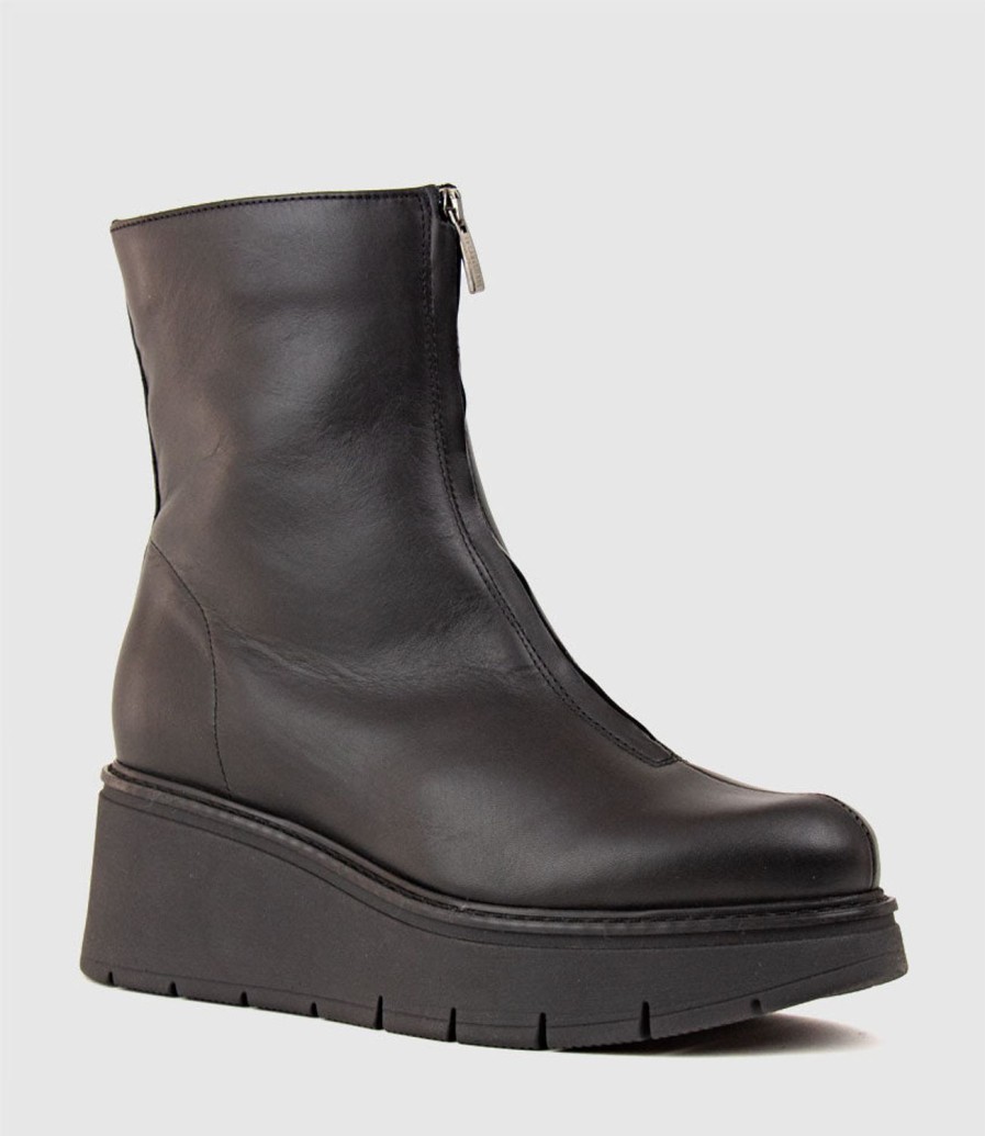 Edward Meller Gale Front Zip Boot On Wedge In Black Online