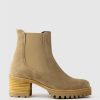 Edward Meller Zola Lug Sole Ankle Boot In Camel Suede Clearance