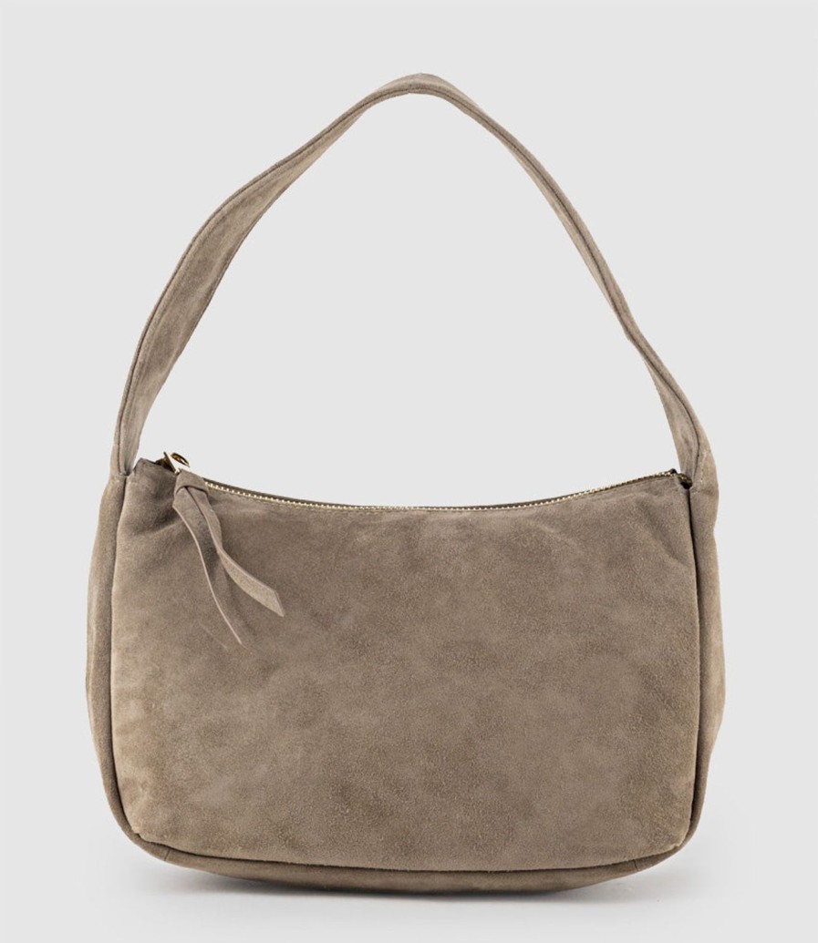 Edward Meller Narina Large Soft Bag In Latte Suede New