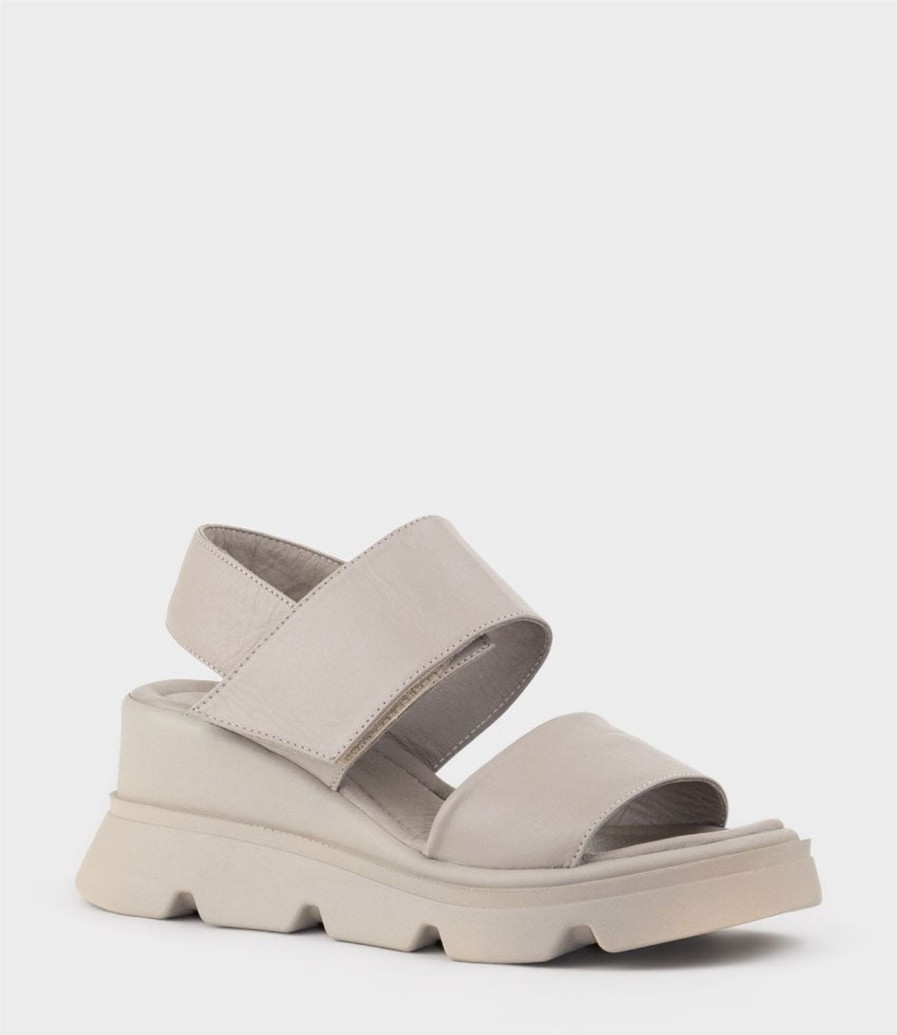 Edward Meller Lamar Two Strap Sandal On Exaggerated Unit In Grey Online