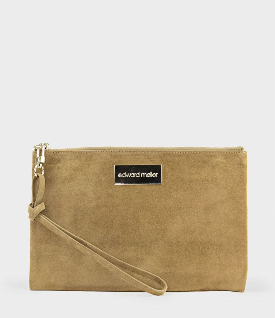 Edward Meller Nereli Oversized Clutch In Camel Suede Best