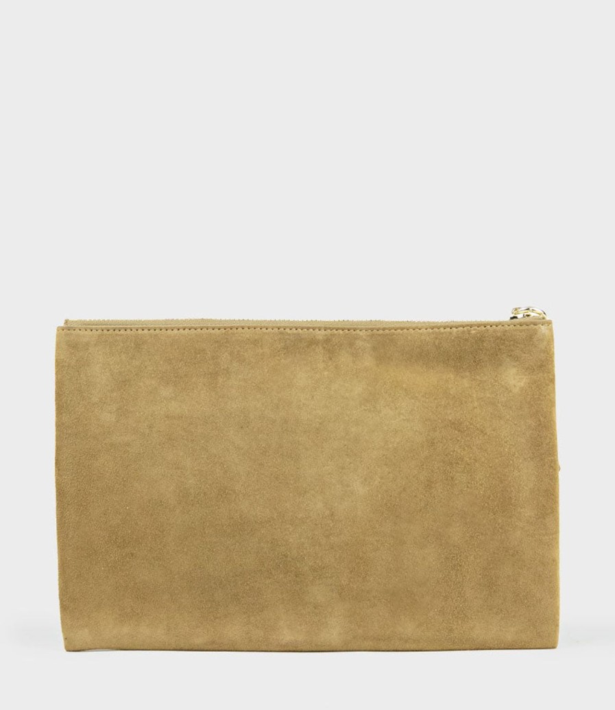 Edward Meller Nereli Oversized Clutch In Camel Suede Best