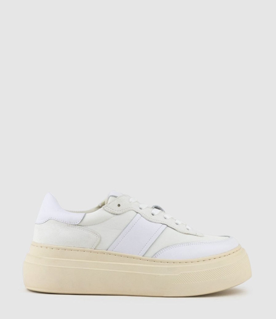 Edward Meller Jasper Retro Platform Sneaker In White Clearance