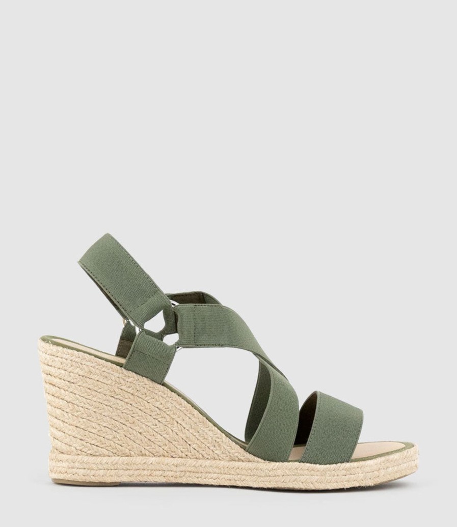 Edward Meller Miria Elastic Crossover Espadrille In Khaki Best