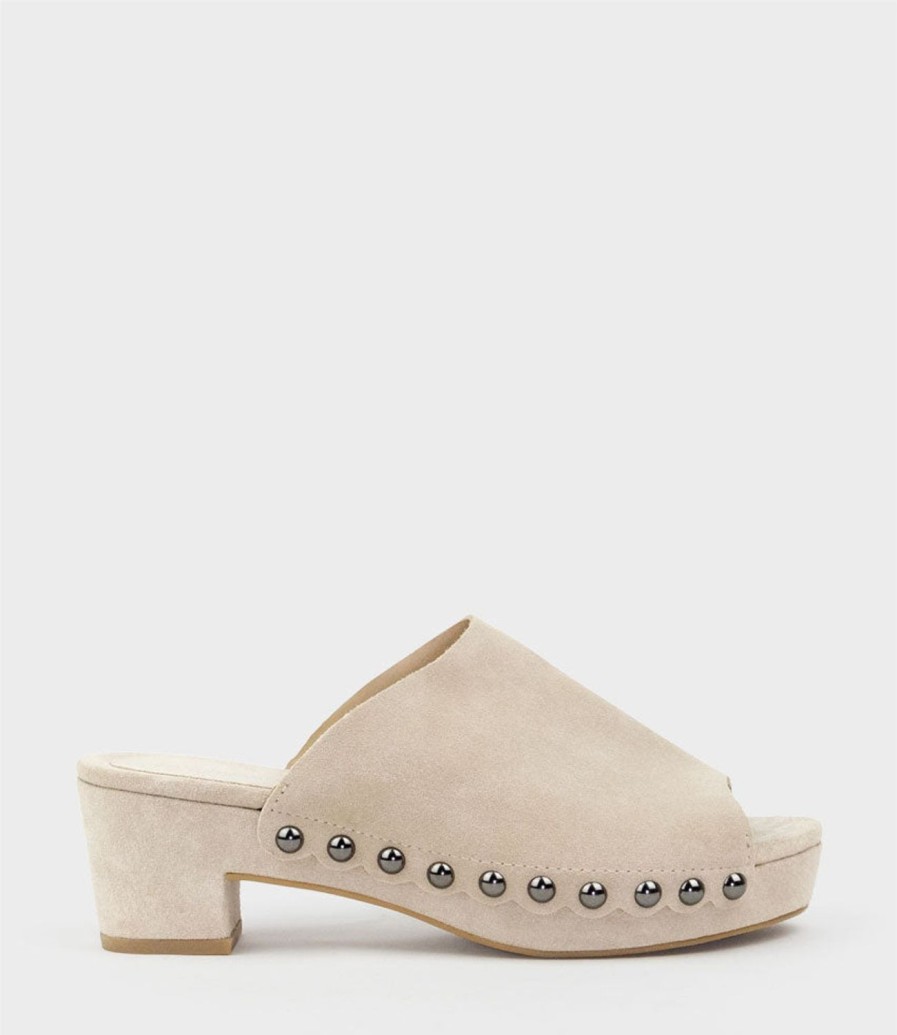 Edward Meller Inara65 Studded Slide On Unit In Biscuit Suede Online