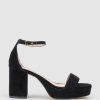 Edward Meller Resdin80 Single Strap Platform Sandal In Black Suede Online