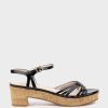 Edward Meller Rania50 Multistrap Sandal On Cork Unit In Black Patent Best