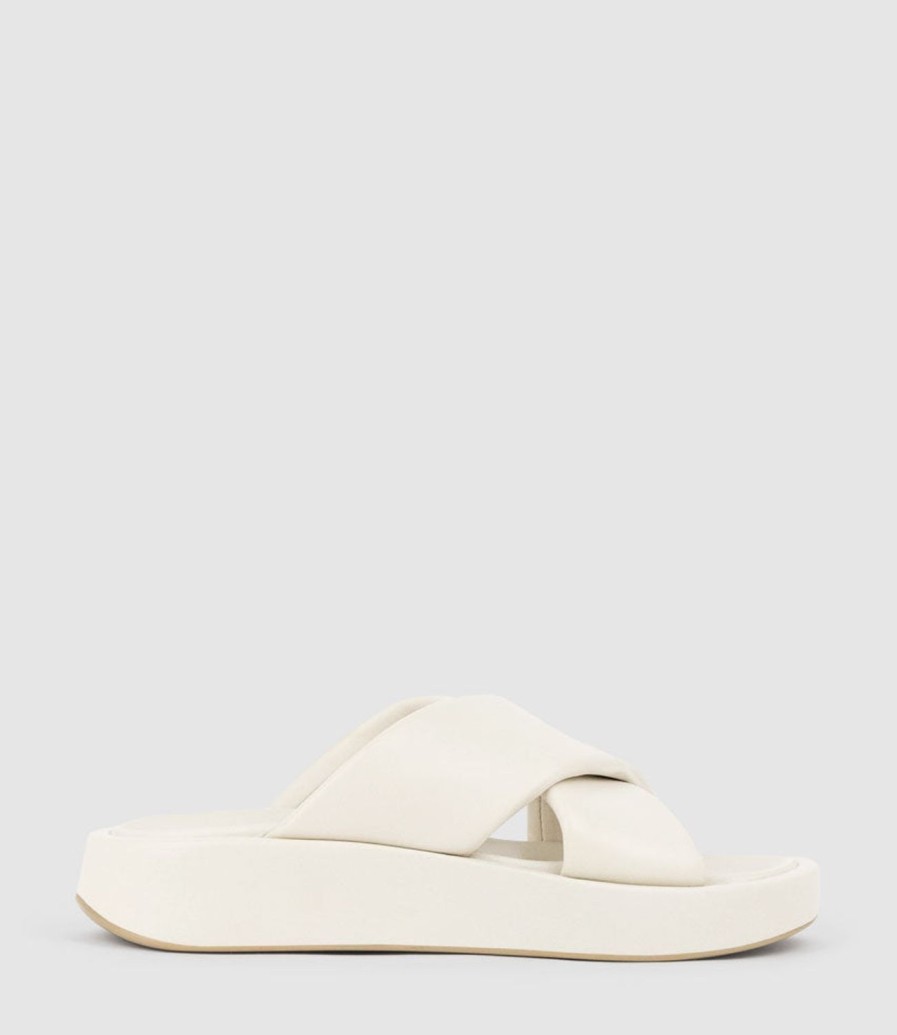 Edward Meller Kamir Crossover Slide On Chunky Unit In Cream Clearance