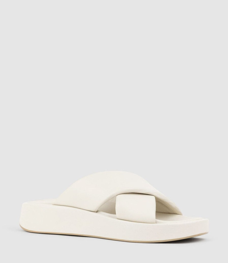 Edward Meller Kamir Crossover Slide On Chunky Unit In Cream Clearance