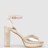 Edward Meller Rena100 Open Toe Platform Sandal In Rosegold New