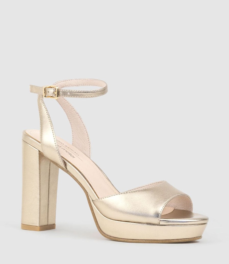 Edward Meller Rena100 Open Toe Platform Sandal In Rosegold New