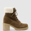 Edward Meller Zoom Lace Up With Shearling In Walnut Suede New