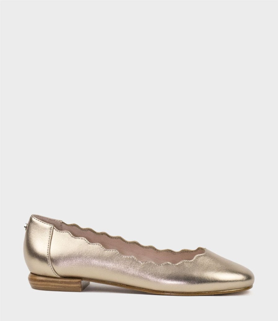 Edward Meller Fara Scalloped Ballet Flat In Rosegold Clearance