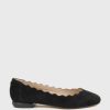 Edward Meller Fara Scalloped Ballet Flat In Black Suede Wholesale