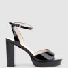 Edward Meller Rena100 Open Toe Platform Sandal In Black Patent Best