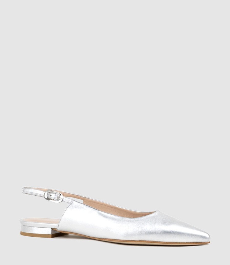 Edward Meller Elise Flat Closed Toe Sling In Silver Best