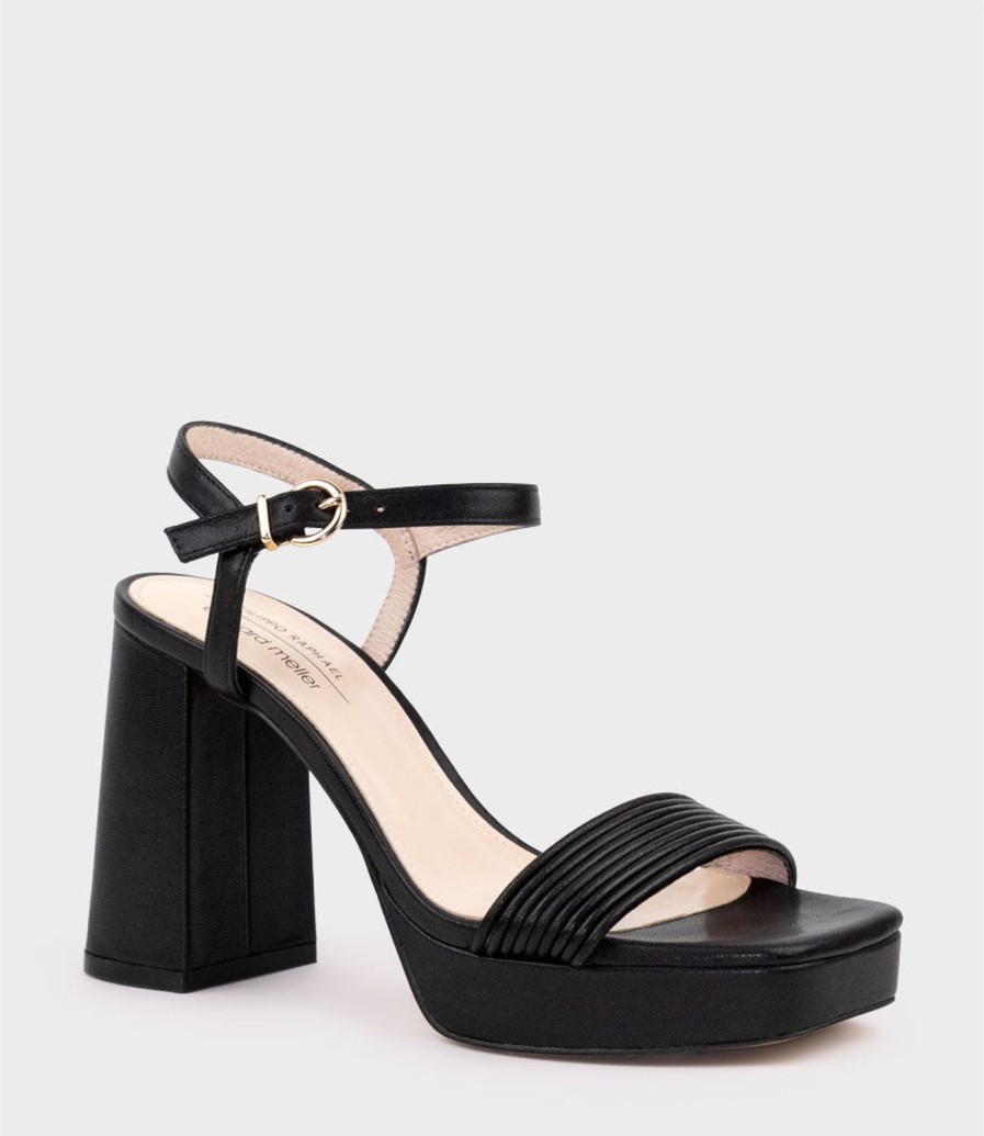 Edward Meller Rialto95 Banded Strap Platform Sandal In Black Best