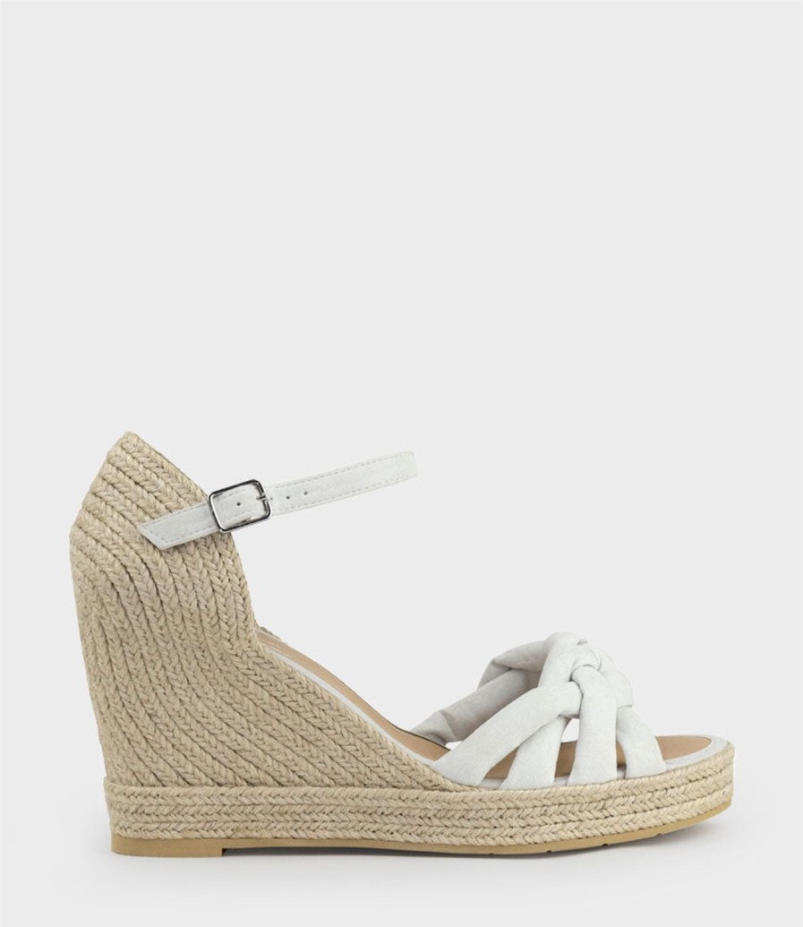 Edward Meller Meena Braided Front Strap Espadrille In Offwhite Suede Hot