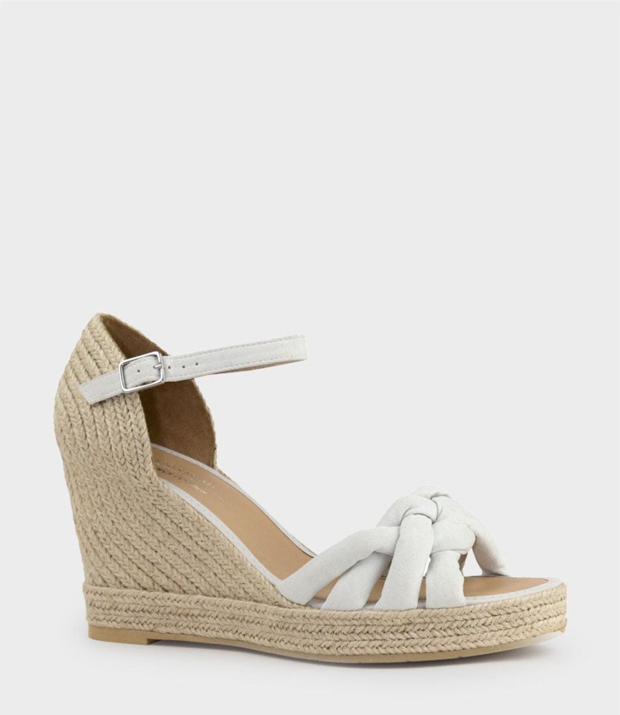 Edward Meller Meena Braided Front Strap Espadrille In Offwhite Suede Hot