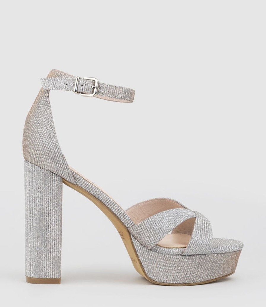 Edward Meller Sloane110 Platform Sandal In Silver Ritz Best