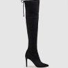 Edward Meller Gabor Thigh High Stretch Boot In Black Suede Clearance