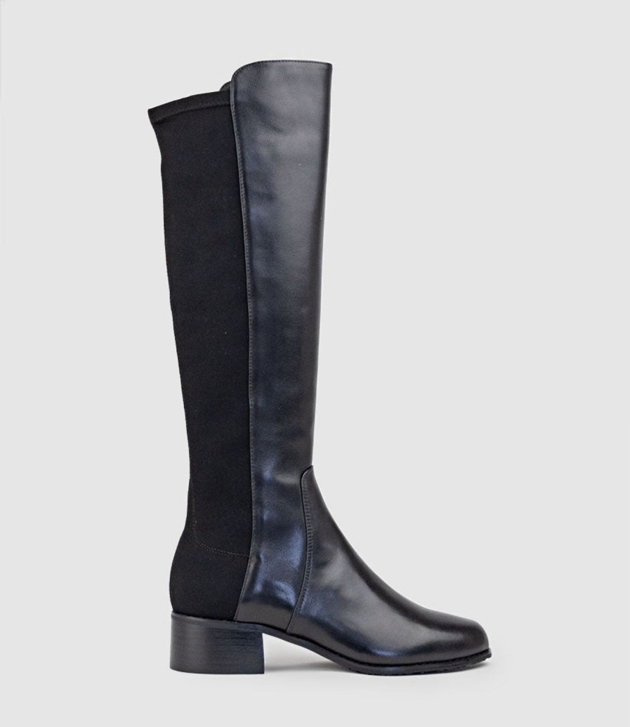 Edward Meller Vara40 Half And Half Knee High Boot In Black Clearance