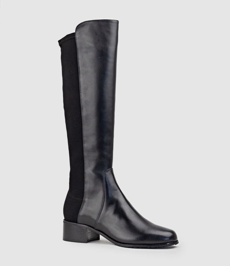 Edward Meller Vara40 Half And Half Knee High Boot In Black Clearance