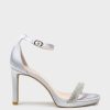 Edward Meller Satina90 Diamond Band Sandal Platform Sandal In Silver Satin Online