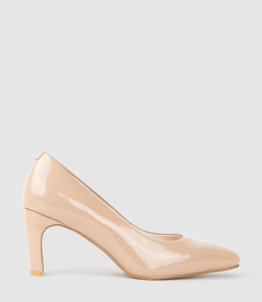 Edward Meller Bryce70 Square Toe Pump In Nude Patent New