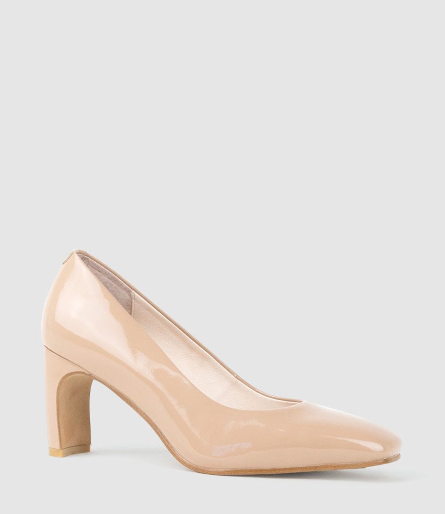 Edward Meller Bryce70 Square Toe Pump In Nude Patent New