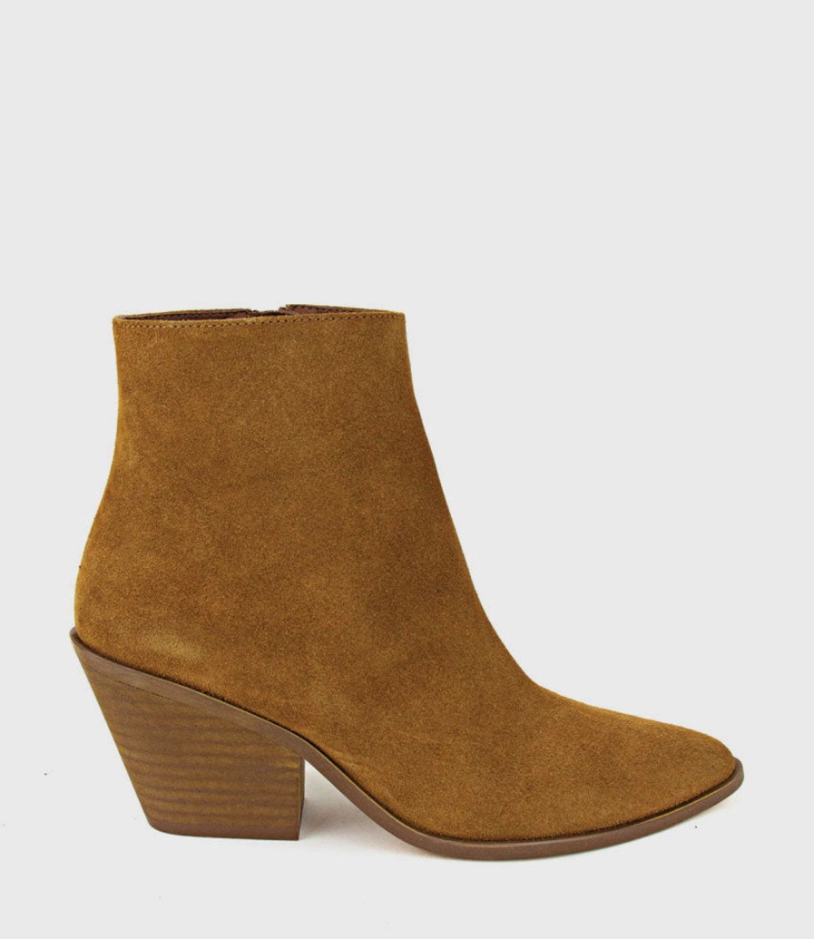 Edward Meller Xilla Western Style Ankle Boot In Tobacco Suede Hot