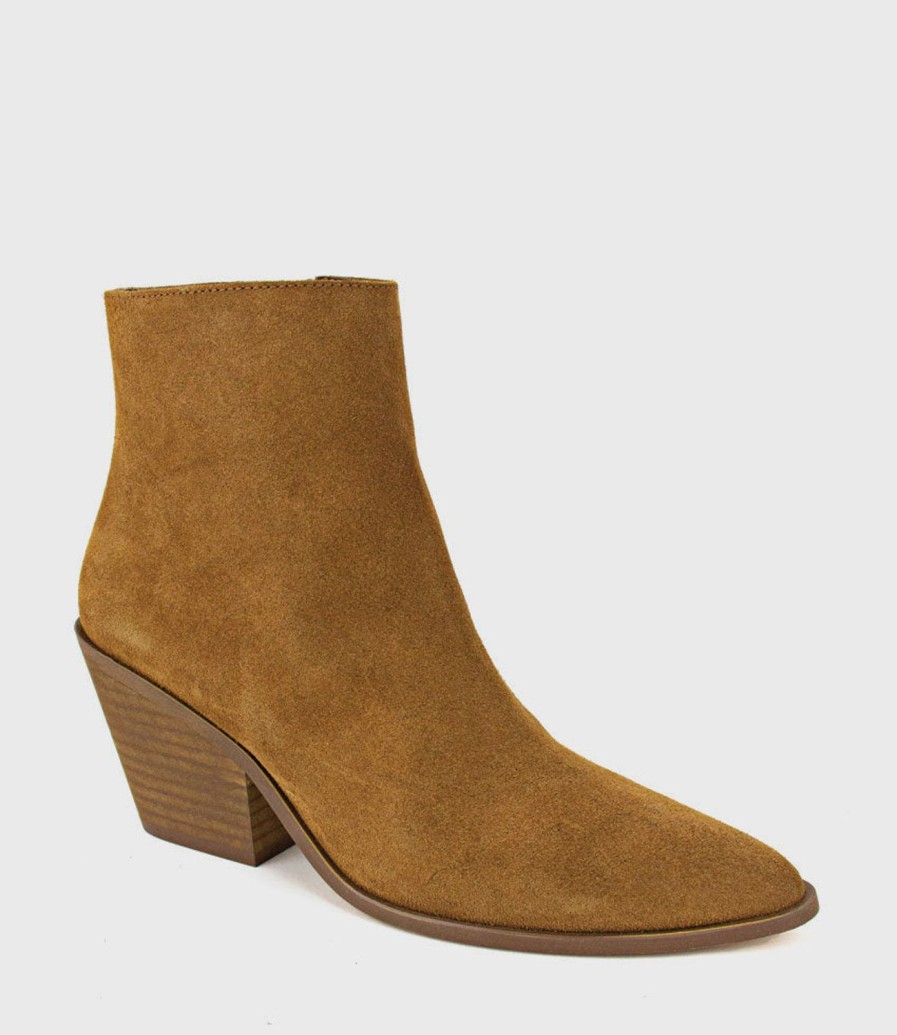 Edward Meller Xilla Western Style Ankle Boot In Tobacco Suede Hot