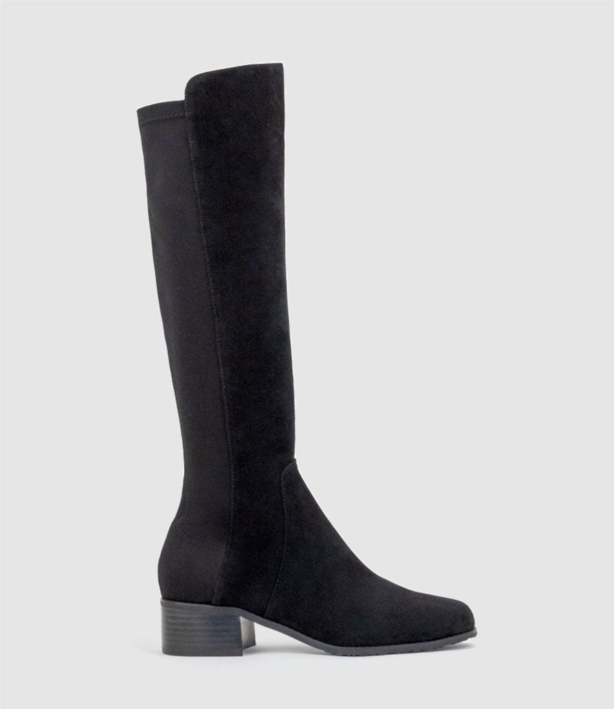 Edward Meller Vara40 Half And Half Knee High Boot In Black Suede Clearance