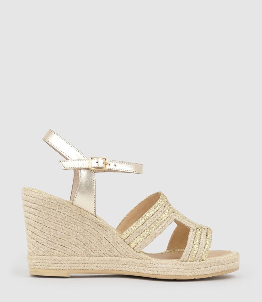 Edward Meller Motif Geometric Weave High Espadrille In Gold Clearance