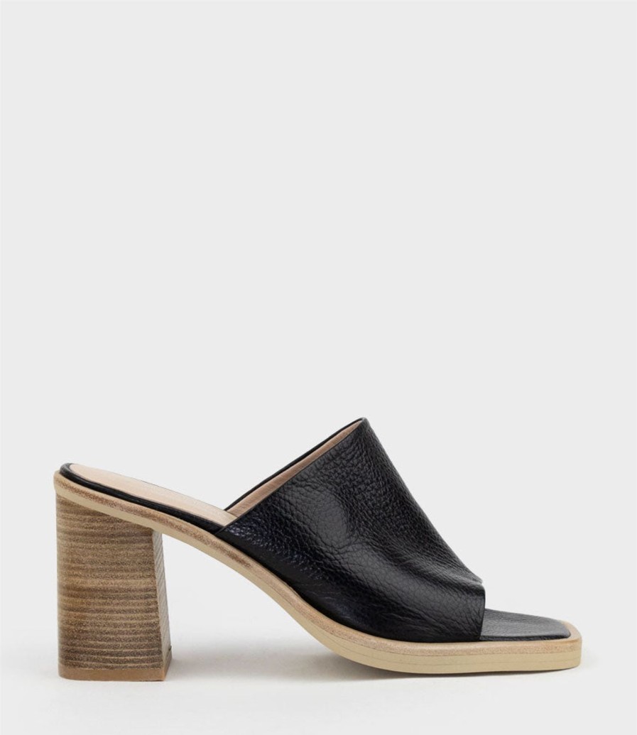 Edward Meller Inaya90 Block Heel Slide In Black New