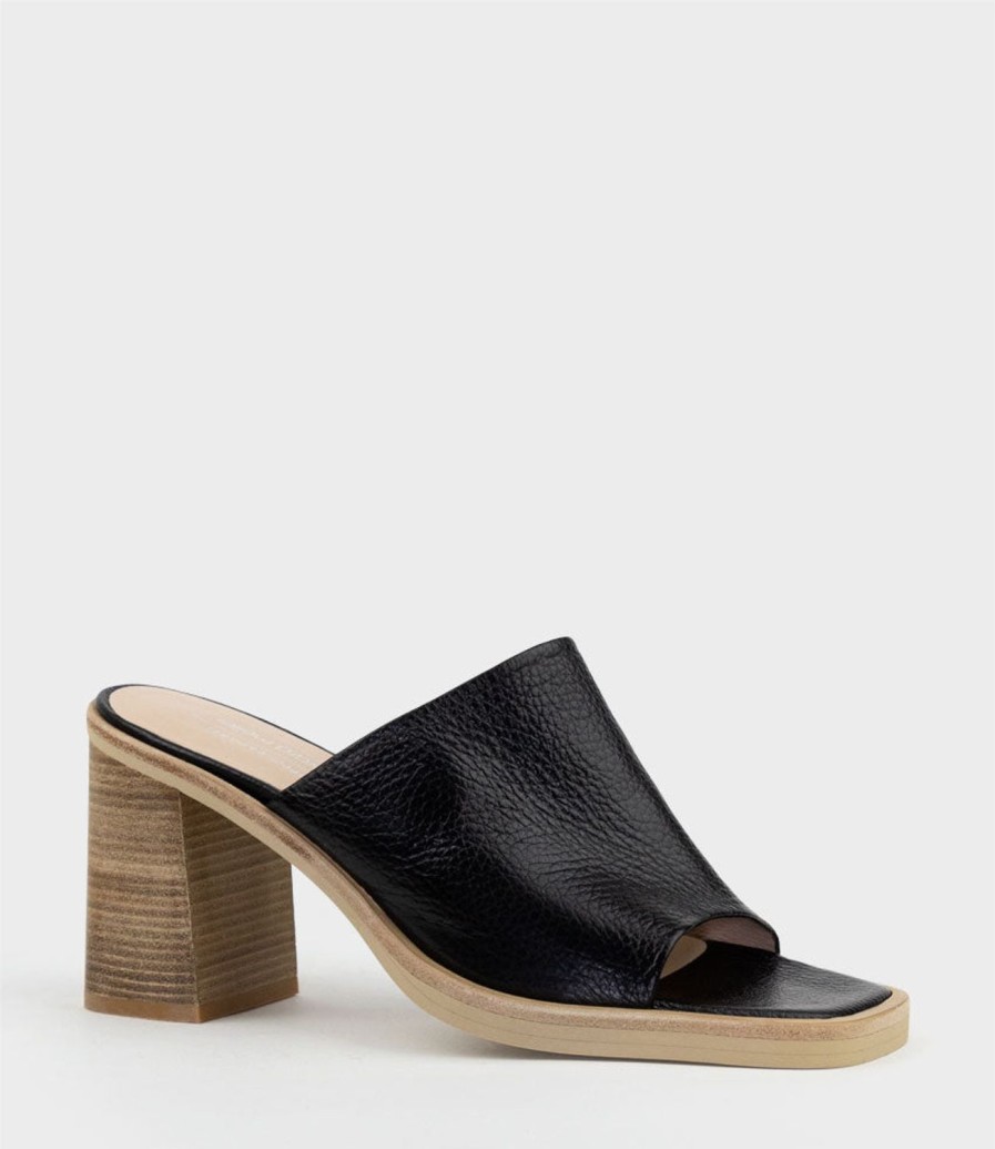 Edward Meller Inaya90 Block Heel Slide In Black New