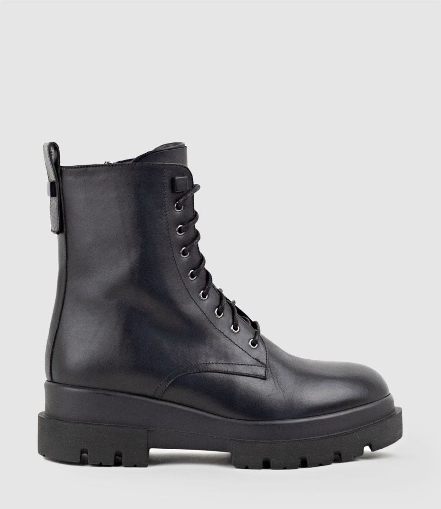 Edward Meller Brendan Combat Boot In Black New