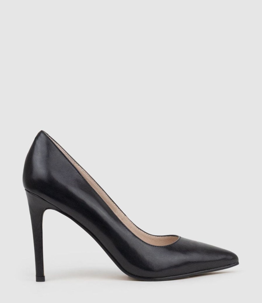 Edward Meller Gaga 100Mm Pointed Toe Pump In Black Baby Calf Hot