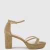 Edward Meller Rina80 Platform Sandal In Camel Suede Hot